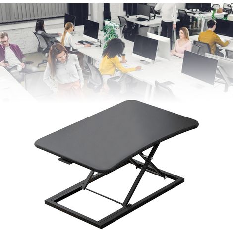 Table d'ordinateur portable réglable en hauteur, 7 niveaux, pliable, avec cadre élévateur et table de travail mobile noire (1/5)