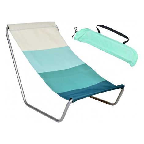 Lettino da spiaggia pieghevole OLEK - a righe blu