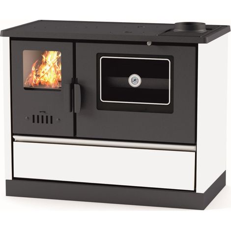 Cucina stufa riscaldamento a legna con forno focolare in ghisa con post combustione 7,9 kw
