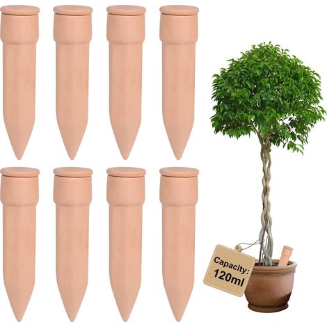8 × 320ml Oyas Arrosage avec Liège, Arrosoir Terreau Plante Intérieur, Cône Olla pour Arrosage Automatique des Fleurs, Distributeur Eau Plante, pour Jardin, Potager, Pot en Terre Cuite (1/5)