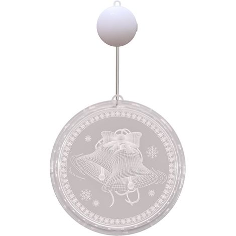 Guirlandes lumineuses décoratives de Noël pour fenêtre intérieure et extérieure, guirlande lumineuse de fond mural pour fête de vacances, blanc chaud (cloche, piles non incluses)