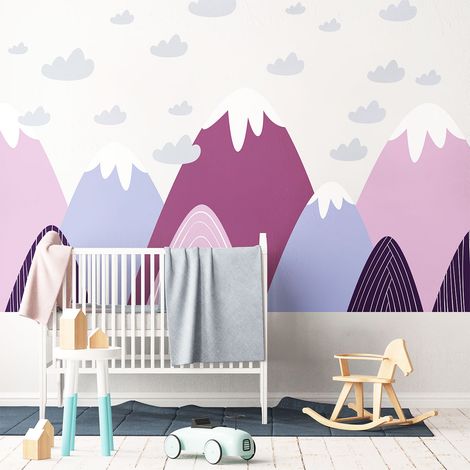 Stickers muraux enfants - Décoration chambre bébé - Autocollant Sticker mural géant enfant montagnes scandinaves VILKA - 40x60cm (1/5)