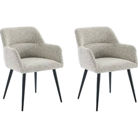 Sedia con braccioli in Tessuto tweed e Metallo Nero Panna - Lotto di 2 - HEKA (1/5)