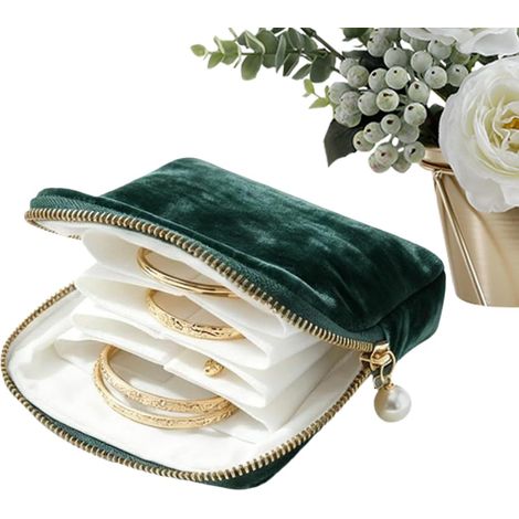 Schützende Schmuck-Aufbewahrungstaschen, tragbarer Reise-Schmuckkoffer, 17,8 cm, Organizer-Tasche mit mehreren Fächern, PU-Lederbox mit weichem Samtfutter, Zubehör-Organizer mit Reißverschluss (1/5)