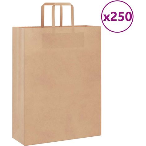Papiertragetaschen 250 Stk. mit Henkeln Braun 32x12x42 cm