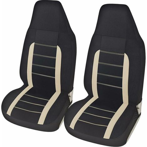 Housses de siège de voiture avant universelles Triomphe - Ensemble de housses siège auto universel - Accessoire voiture tuning - Beige (1/4)