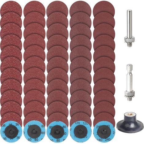 Schleifscheiben Set 63tlg. 50mm Roloc Schnellwechsel Körnung 36-240 für Metall & Holz (1/5)
