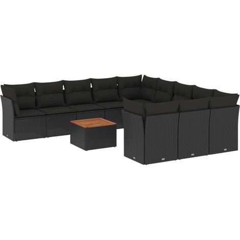 Maison Exclusive - 12-tlg. Garten-Sofagarnitur mit Kissen Schwarz