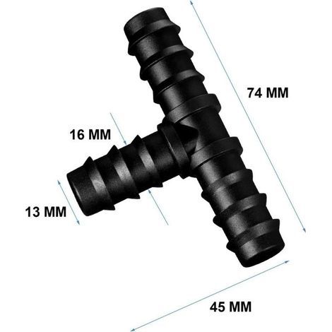 T-Stück für Bewässerungssysteme mit 16-mm-Schläuchen – Universeller Anschluss für Tropfbewässerung und Gartenbewässerung (1/3)