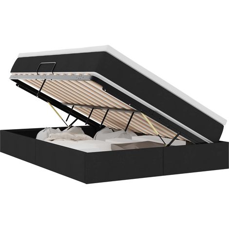 Maison Exclusive - Aufbewahrungsbett mit Matratze Schwarz 140 x 1