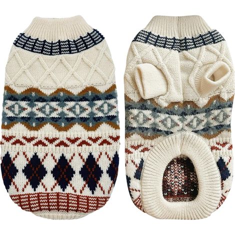 Pull tricoté pour chien et chat style rétro jacquard vêtement d'hiver chaud pour animaux de compagnie (1/5)