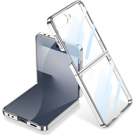 Custodia con vetro per Samsung Galaxy Z Flip7 5G, custodia in PC, argento (1/5)