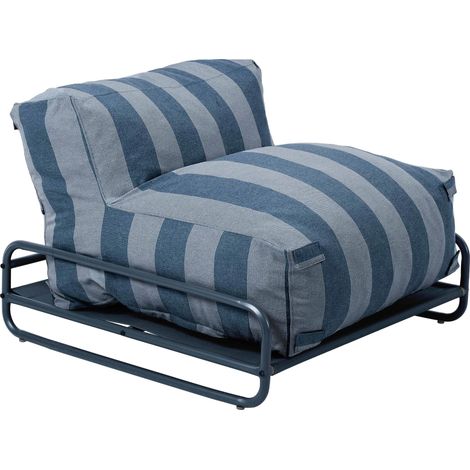 Chauffeuse rayée salon de jardin modulable et structure bleu pacific - Mixi