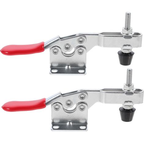 Pinces à Bascule Rapides pour Fixation Sécurisée Lot de 2 en Métal Zingué, Serrage-joints Horizontaux Rouge Prise Facile du Bois en Bricolage (1/5)