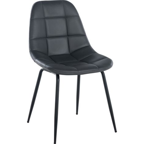 Silla de comedor Tom en tela o polipiel Gris Simil cuero