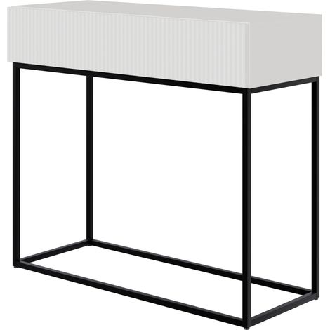 Selsey VELDIO - Table console avec tiroir - debout - 90 cm - blanc - avec pieds noirs (1/4)