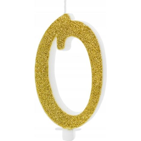 Bougie d'anniversaire numéro 0, dorée, 10 cm, 1 pièce.