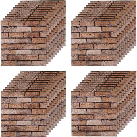 40 pièce Papier Peint 3D Brique Pierre Adhesif Mural Autocollant, Stickers Panneaux Muraux 3D Mural, Dalle Plaque PVC Adhesive Murale, Décorations Murales, Papier Peint Autocollants Décoratifs pour un (1/5)