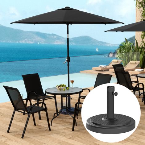 Pied de parasol socle parasol extérieur pour mât de Ø 38 et 48 mm poids net 22 Kg en métal Ø 48 x 38.5 cm noir