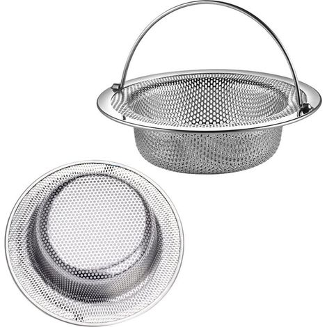 Lot de 3 Crépines Évier Inox avec Poignée, Grille Anti-bouchon Cuisine Salle de Bain, Diamètre 11 cm, Filtre Robuste et Élégant (1/5)