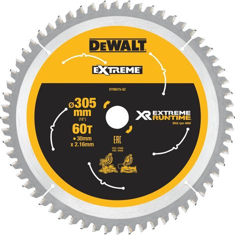 Kreissägeblatt 305x30 mm 60 Zähne XR Extreme runtime DEWALT - DT99575