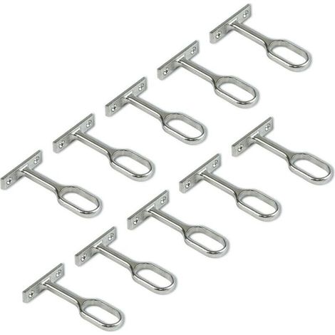 Ahlsen Support central pour barre de penderie ovale,Nickelé, Lot de 10 (1/5)