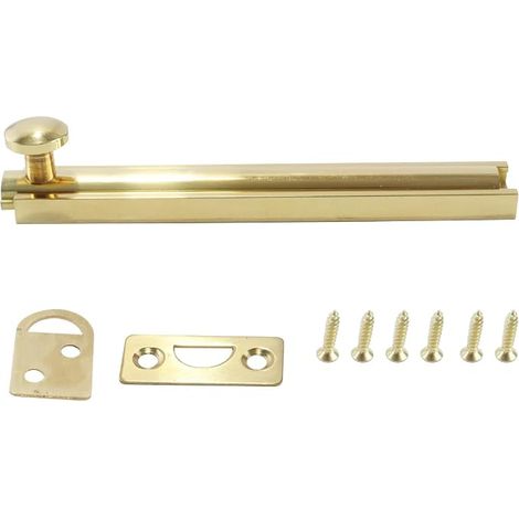 Serrure de porte invisible dorée - Serrure à boulon simple en acier inoxydable - Pour chambre, serrure de fenêtre (longueur 100 mm, longueur de voyage 25 mm) (1/5)