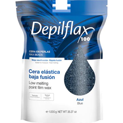Depilflax 100 cera depilatoria flexible de baja fusión color azul perla 1000 g