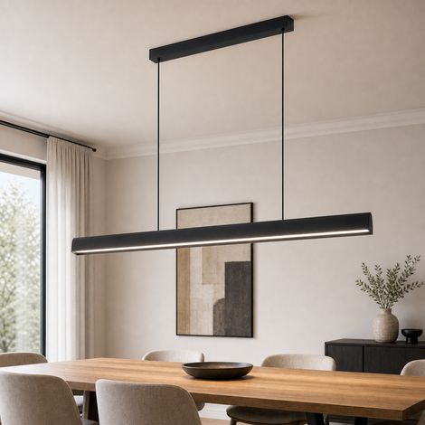 GBLY Sospensione LED Lineare Nera 106 7cm 34W Dimmerabile con Telecomando 3 Temperature di Colore Caldo Neutro Freddo Altezza Regolabile Lampada Moderna Tavolo da Pranzo per Tavolo da Pranzo Isola Cuc (1/5)
