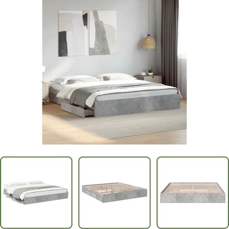 Holzwerkstoff Bett - Bettgestell mit Schubladen Betongrau 180x200 cm Holzwerkstoff (1/5)