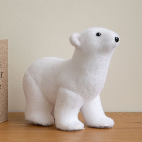 30cm Large Flocked Polar Bear Christmas Decoration (1/5)
