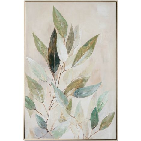 Willow Shade Hand-Painted Canvas Wall Art in Wooden Frame - L3 x W82 x H122 cm - White