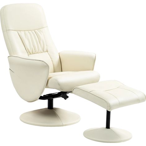 Sillón reclinable, tapizado en PU, dimensiones totales 76x81x101 cm, reclinación máxima 145°, carga máxima 160 kg, reposapiés incluido. (1/5)