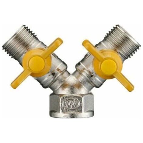 Brass gas diverter valve, double outlet, 2-way, Ortviai