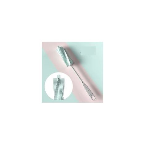 Brosse de nettoyage en silicone à long manche rotative 360°, 2 pièces, boîte couleur, bleu clair – (1/5)