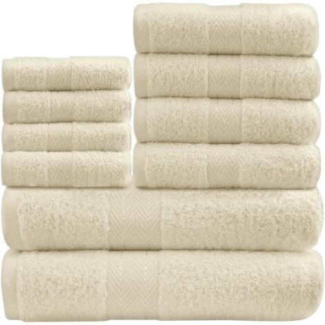 10er-Set Handtücher, 100 % Baumwolle, 450 g/m², saugfähig, waschbar bei 40 °C, Badezimmer (1/5)