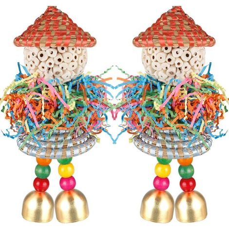 Lot de 2 Jouets pour Oiseaux à Suspendre avec Clochette pour Petits perroquets, perruches, calopsittes, Conures, Oiseaux d'amour (1/5)