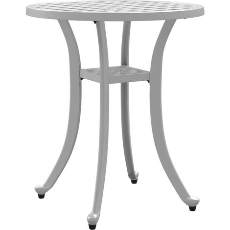 Table de jardin blanc Ø48x53 aluminium coulé (1/5)