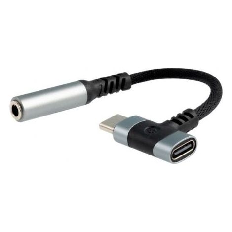 Cable Conversor Audio Nanocable 10.24.1207/ USB Tipo-C Macho - Jack 3.5/ USB Tipo-C Hembra/ 10cm/ Negro