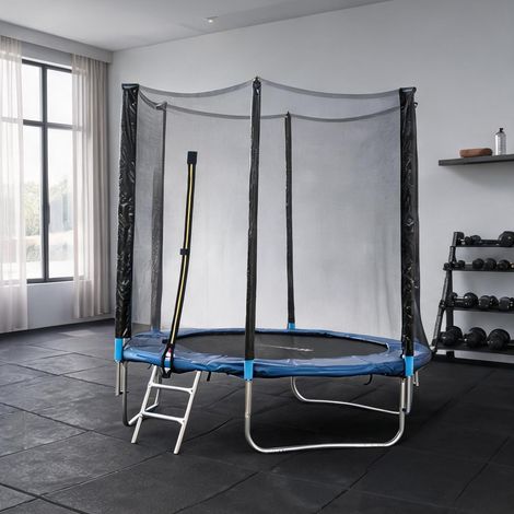 Trampoline de jardin avec filet de sécurité Ø180 cm bleu en acier (1/5)