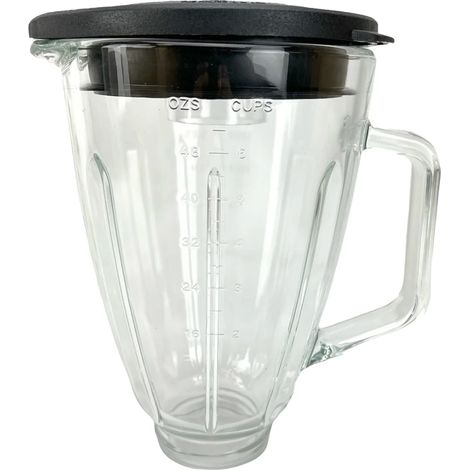 Bol mélangeur rond en verre de 1,4 litre (6 tasses) avec couvercle, pièce de rechange compatible avec les mélangeurs Hamilton Beach (1/5)