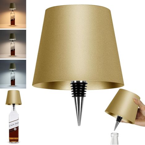 Lampe bouteille sans fil, 3 couleurs à intensité variable, lampe de bouteille de vin intégrée, lampe de bureau rechargeable par USB pour bar, restaurant, salon, chambre à coucher et décoration (1/5)