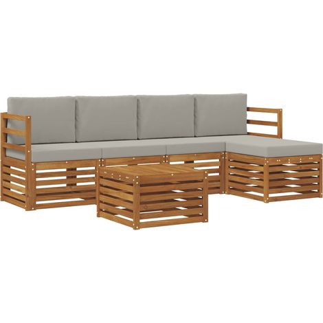 Conjunto de sofás de exterior 6 pcs Gris Natural y Claro vidaXL