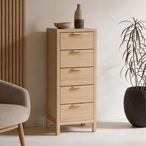 Freya 5 Drawer Storage Unit Chest Bedroom Office Organiser Wooden (1/5)