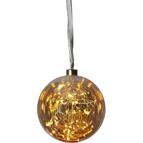 LED Weihnachtskugel ,Glow', Netzbetrieb, Hängeleuchte Deko, bernsteinfarben, Ø 15 cm