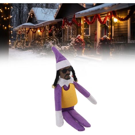 Aperçu de Noël depuis le porche, décorations de poupée, figurine en feutrine d'elfe noir de Noël penché F1 (1/5)