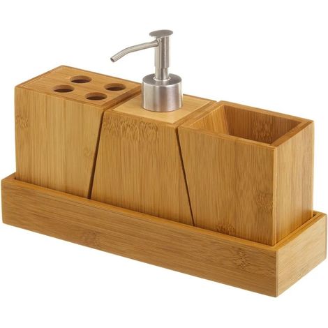 Bambus-Badezimmeraccessoires-Set, 4-teilig.