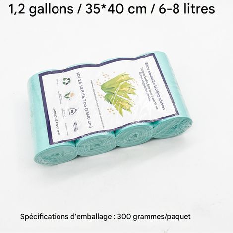 Sacs poubelle biogradables en maisons, 35 x 40 cm, 35 x 40 cm, adaptables aux maisons, cuisine et Le bureau - Noirs, Ingrédients : Fécule de maïs, 120 pièces (1/5)