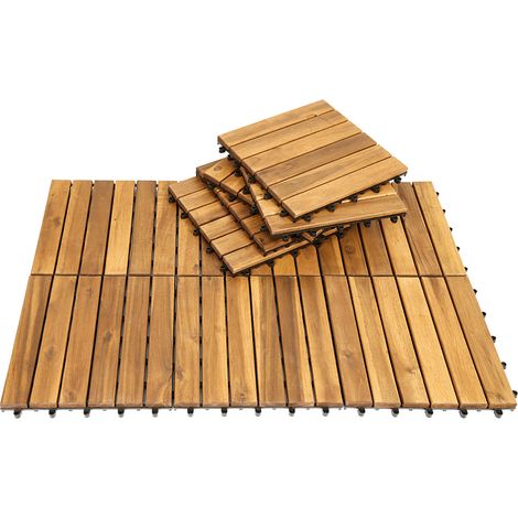 Wolketon Holzfliesen 55-er Kachel Set .5m². geeignet als Terrassenfliesen und Balkonfliesen. aus Akazien Holz . 30x30 cm. für Garten Terrasse Balkon
