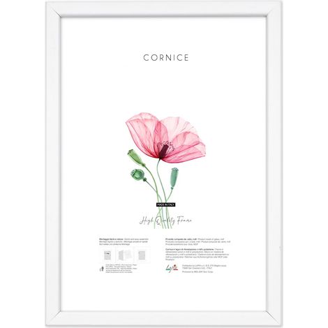 Lupia - Cornice Portafoto da Parete in Legno OPTICAL, Design Moderno e Elegante, Facile da Appendere, Produzione Italiana, per Foto, Stampe Artistiche, Poster, Quadri Moderni 61X91,5 cm - Bianco